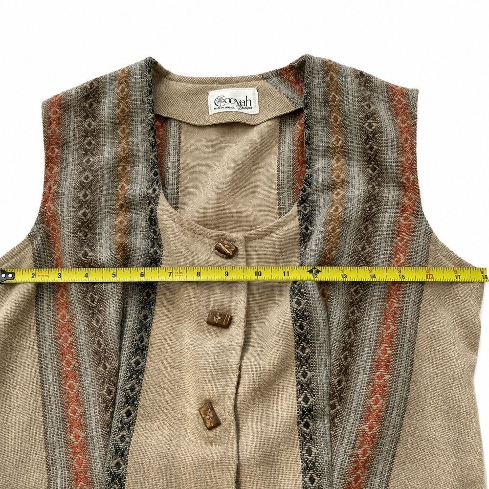 Rare Vintage Women Cooyah Boho Vest Wood Buttons Jamaican Approximately Small - Picture 9 of 10